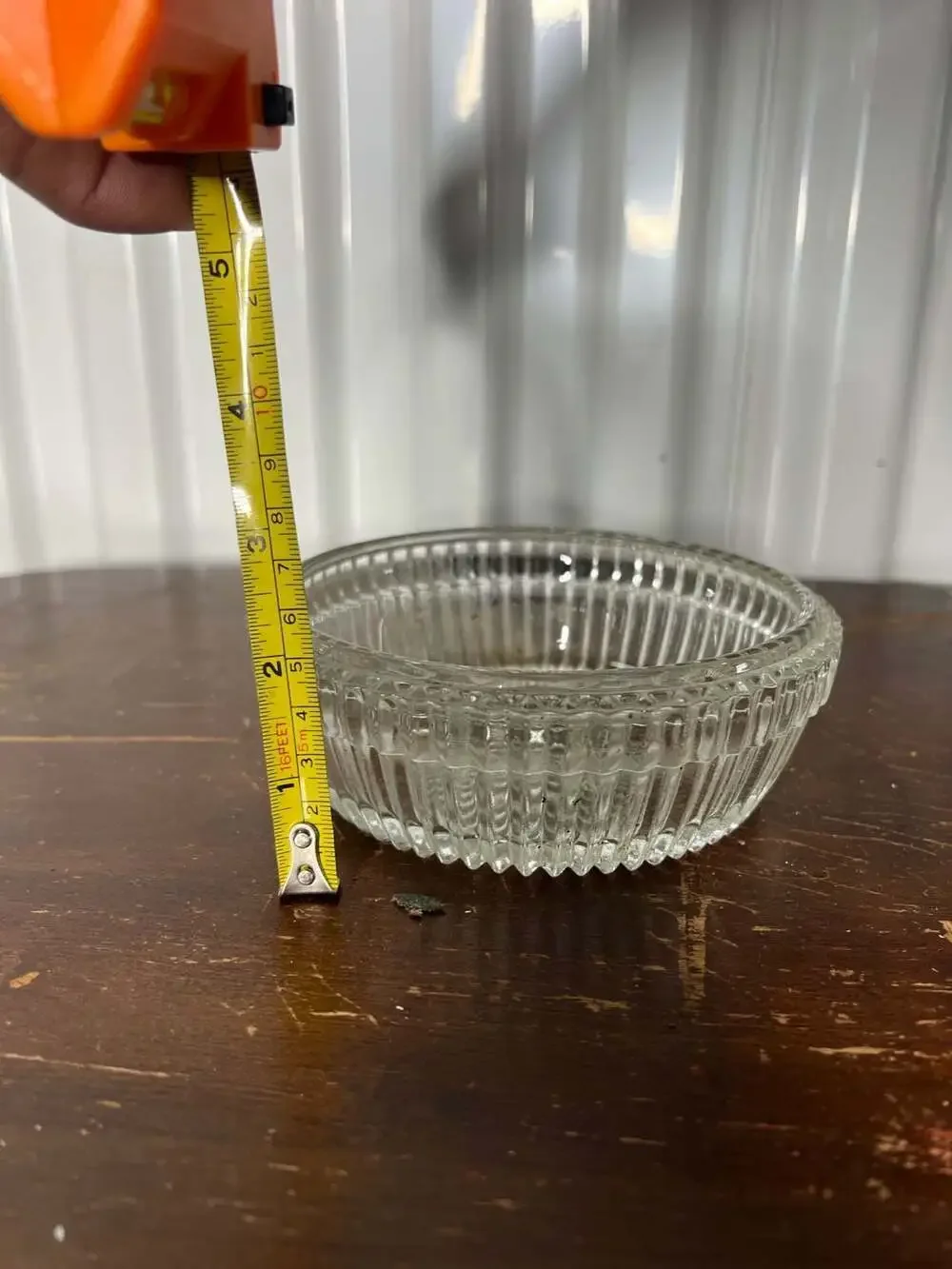 Vintage Mid-Century Modern Clear Pressed Ribbed Glass Candy or Nut Dish Bowl